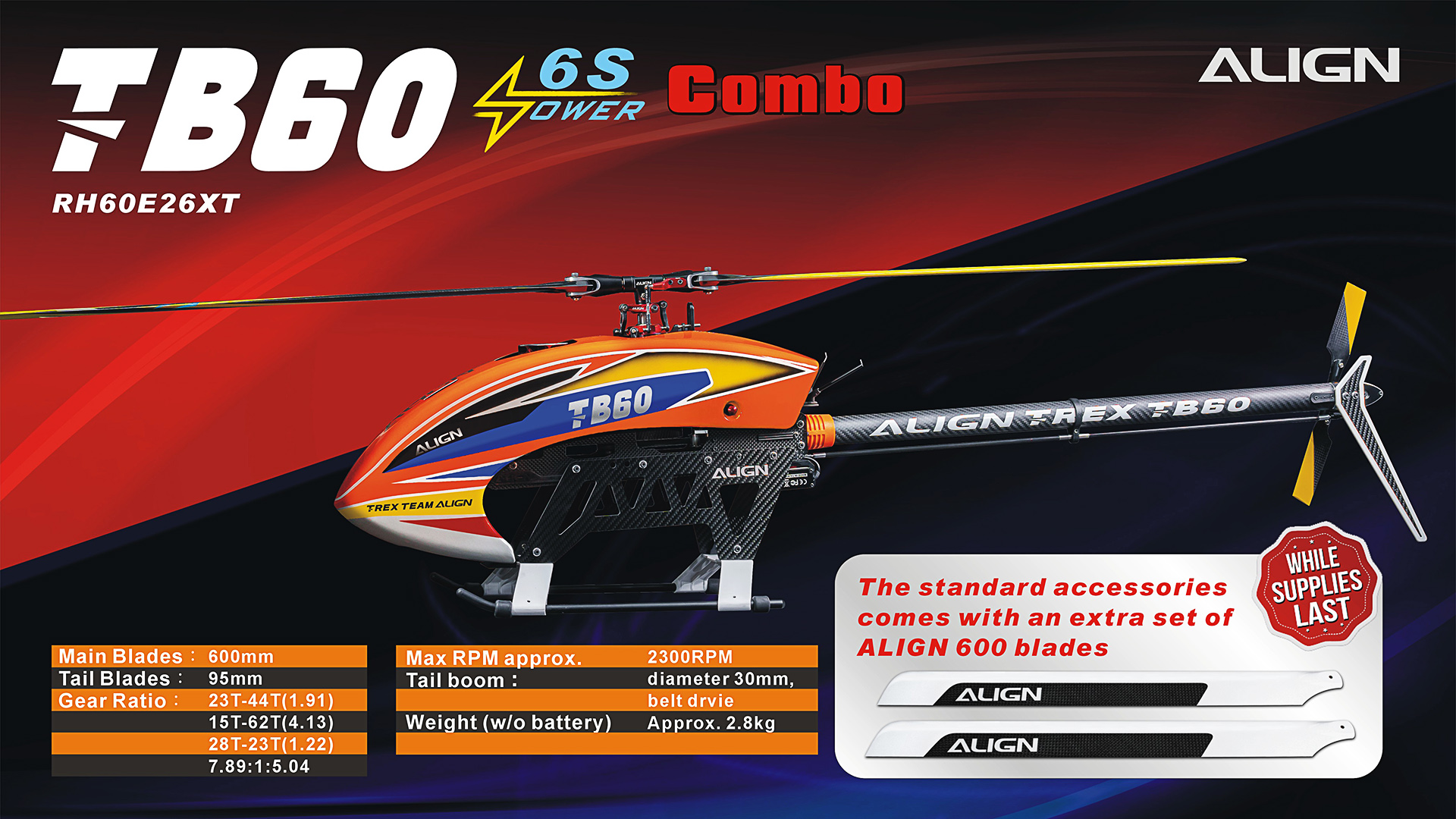 RH60E26XW TB60 6S Combo / ラジコン プラモデル専門店 ヘリポート