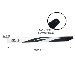 RJX 700サイズ RCヘリコプター用 メインローター カーボン製-
